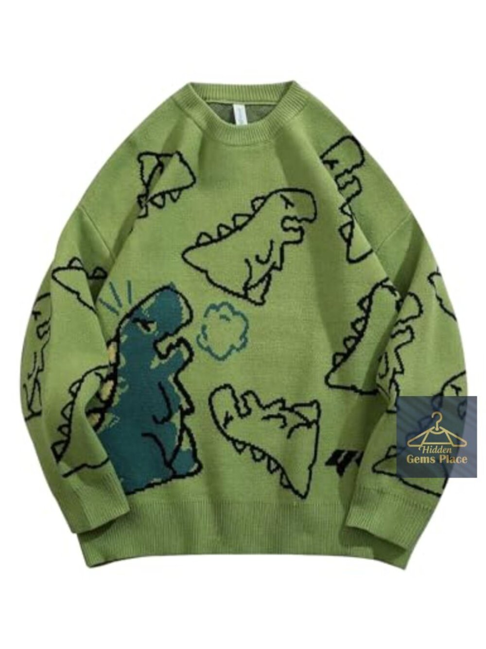 Vintage Dinosaur Graphic Knit Sweater Pullover